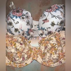 NWT $100 Victoria Secret 34DD set of 2 bras sexy floral lace tags attached
